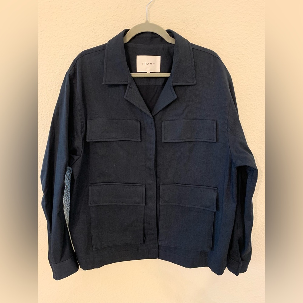Frame Denim men’s medium navy blue military style jacket